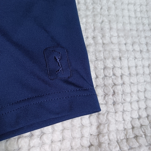 PGA tour golf shirt for men in small blue navy red stripped collar tshirt light - Picture 3 of 5